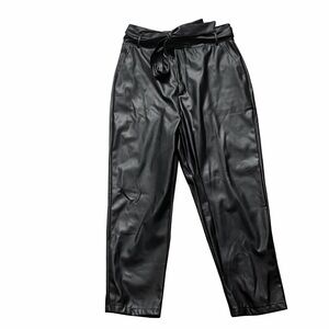 NWT Shein . Black, faux, leather pants, high waisted with leather sash.